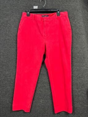 Brooks Brothers Straight Ankle Pants Womens Size 12 Red Pink Fleece Mid Rise